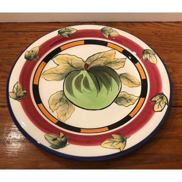 Green Apple Just Ripe Hand Painted Cardinal Inc Appetizer Salad Dessert Plate 7 - Picture 1 of 6